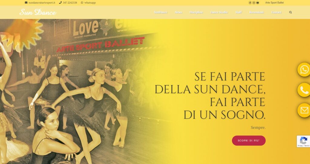 Sun Dance __ Arte Sport __ Scuola di Danza __ screenshot homepage __